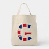 G Monogram bedekt op Union Jack Flag gtcnt Tote Bag (Achterkant)