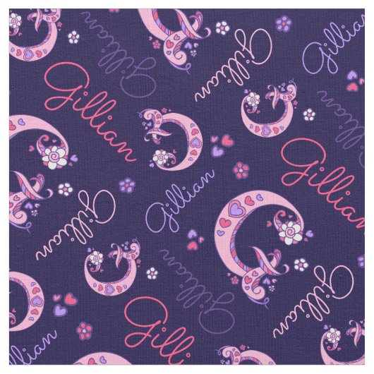 G monogram en gepersonaliseerde naam Gillian stof (Close Up)