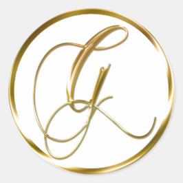 G monogram Faux Gold Envelope of Favor Seal Ronde Sticker