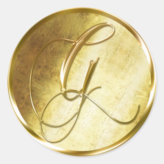 G Monogram Faux Gold Envelope Seal Stickers (Voorkant)