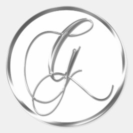G Monogram Faux Silver Envelope of Favor Seal Ronde Sticker