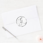 G Monogram Faux Silver Envelope of Favor Seal Ronde Sticker (Envelop)