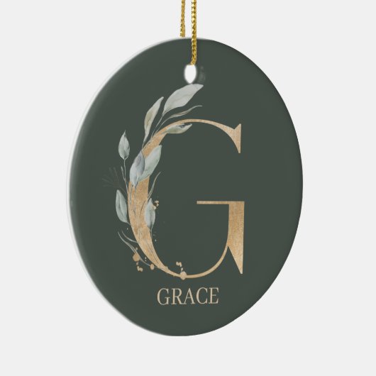 G Monogram Floral Aangepast Keramisch Ornament (Rechts)