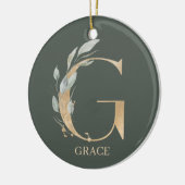 G Monogram Floral Aangepast Keramisch Ornament (Links)