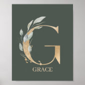 G Monogram Floral Aangepast Poster (Voorkant)