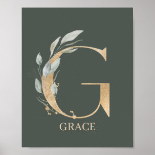 G Monogram Floral Aangepast Poster