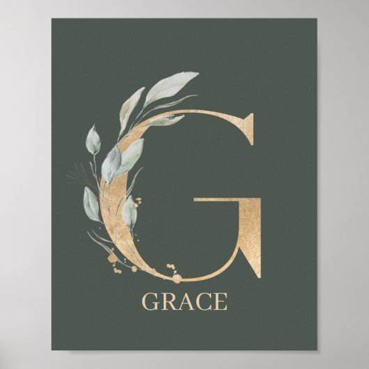 G Monogram Floral Aangepast Poster (Voorkant)