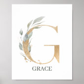 G Monogram Floral Aangepast Poster (Voorkant)