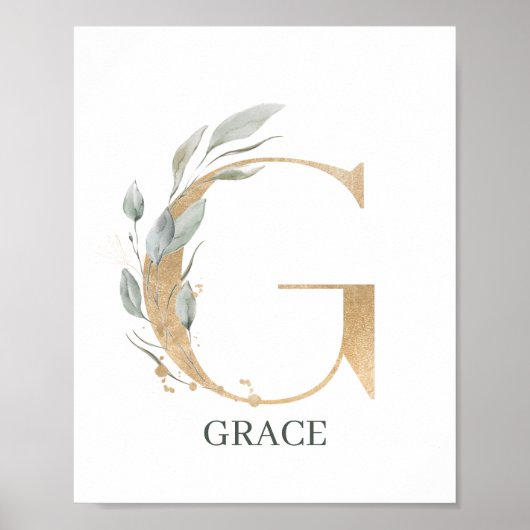 G Monogram Floral Aangepast Poster (Voorkant)