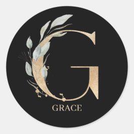 G Monogram Floral Aangepast Ronde Sticker