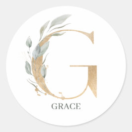 G Monogram Floral Aangepast Ronde Sticker