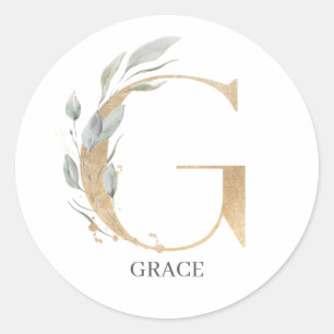 G Monogram Floral Aangepast Ronde Sticker