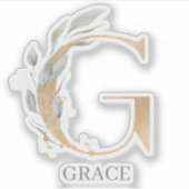 G Monogram Floral Aangepast Sticker (Voorkant)