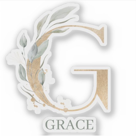 G Monogram Floral Aangepast Sticker (Voorkant)