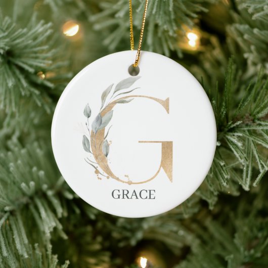 G Monogram gepersonaliseerd keramisch decoratief Ornament (Boom)