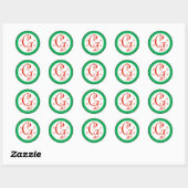 G Monogram (grillige kerst) Ronde Sticker (Vel)