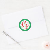 G Monogram (grillige kerst) Ronde Sticker (Envelop)