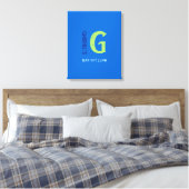 G Monogram Initiaal Bar Bat Mitzvah Sign-In Board Canvas Afdruk (Insitu (Slaapkamer))