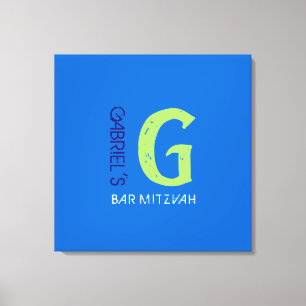 G Monogram Initiaal Bar Bat Mitzvah Sign-In Board Canvas Afdruk
