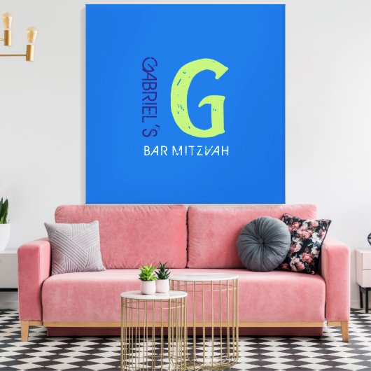 G Monogram Initiaal Bar Bat Mitzvah Sign-In Board Canvas Afdruk (Insitu (Woonkamer))