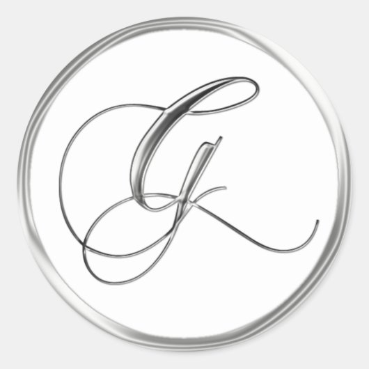 G Monogram Letter Sliver op White Wedding Seal Ronde Sticker (Voorkant)