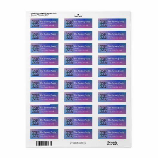 G Monogram "Old World Blue"-Adresetiketten Etiket (Full Sheet)