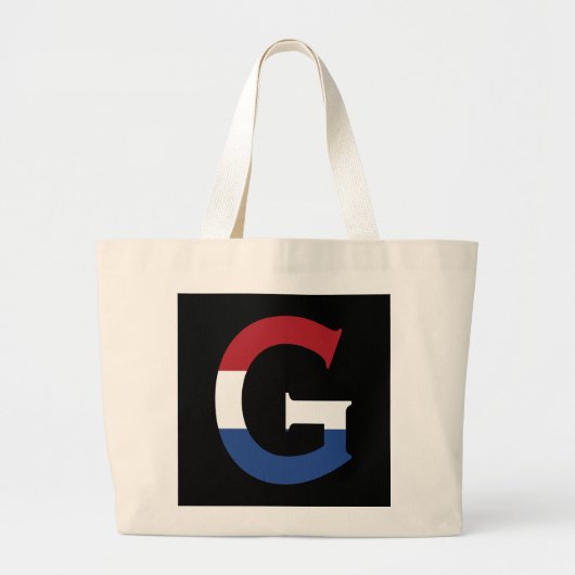 G Monogram overlay op NLD Vlag op bk jct Grote Tote Bag (Voorkant)