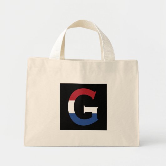 G Monogram overlay op NLD Vlag op bk tcnt Mini Tote Bag (Voorkant)