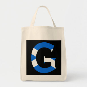 G Monogram overlay op Schotse vlag gtcnt Tote Bag