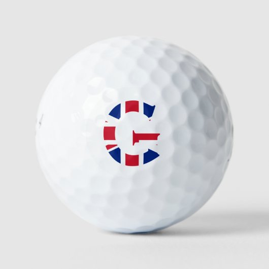 G Monogram overlay op Union Jack Flag be6 gbt Golfballen (Voorkant)