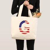 G Monogram overlay op USA Flag jtcnt Grote Tote Bag (Voorkant (product))
