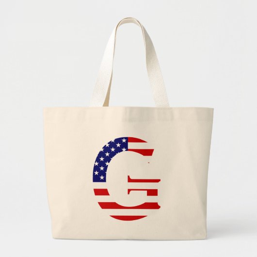 G Monogram overlay op USA Flag jtcnt Grote Tote Bag (Voorkant)