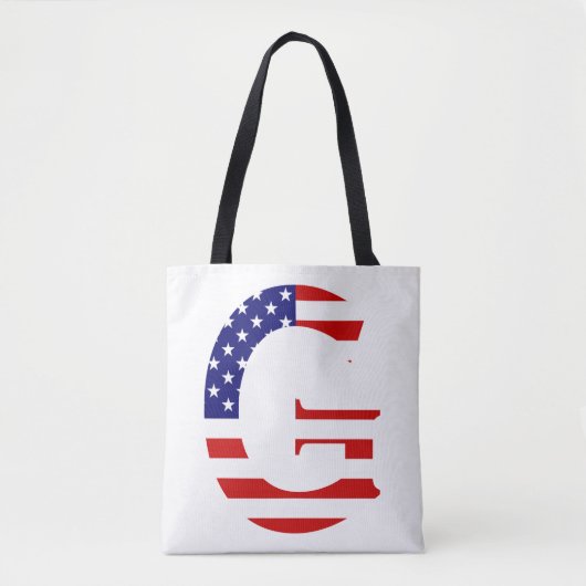 G Monogram overlay op USA Flag stint Tote Bag (Voorkant)