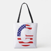 G Monogram overlay op USA Flag stint Tote Bag (Achterkant)