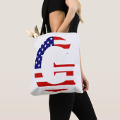 G Monogram overlay op USA Flag stint Tote Bag (Dichtbij)