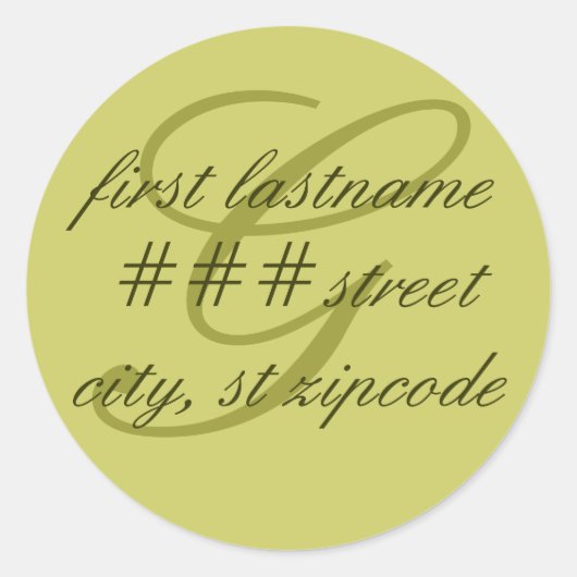 "G" monogram retour adres label - personaliseren (Voorkant)