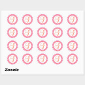 G Monogram (roze / Oranje puntcirkel) Ronde Sticker (Vel)