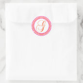 G Monogram (roze / Oranje puntcirkel) Ronde Sticker (Tas)