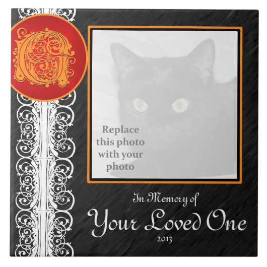 G Monogram "ter nagedachtenis aan uw geliefde" Teg Tegeltje (Voorkant)