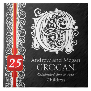 G Monogram "White Lace on Black" Jubileum Tegel Tegeltje