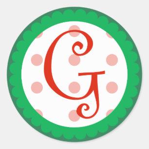 G Monogram (witte kerst) Ronde Sticker