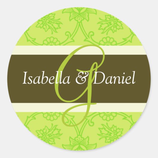 G Monogrammen voor huwelijkssluitingen Ronde Sticker (Voorkant)