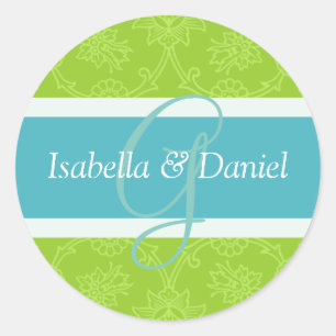 G Monogrammen voor huwelijkssluitingen Ronde Sticker