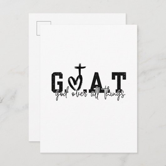 G.O.A.T. God over alle dingen Christelijk Jezus Aankondigingskaart (Voorkant / Achterkant)