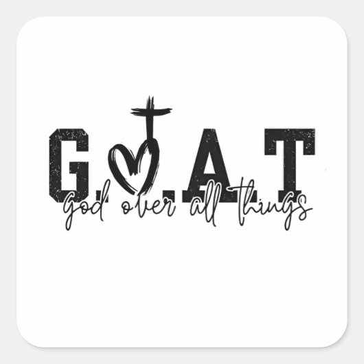 G.O.A.T. God over alle dingen Christelijk Jezus Vierkante Sticker (Voorkant)
