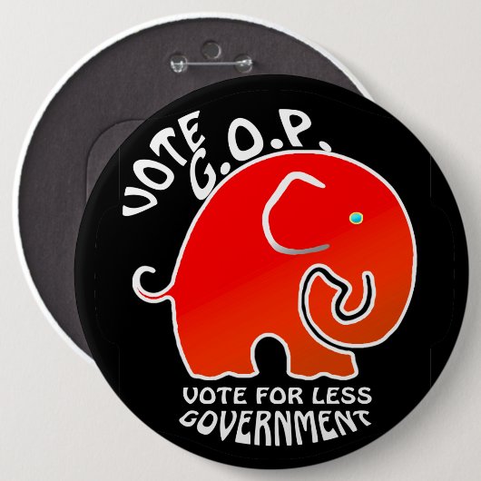 G.O.P. Elephant Less Government (Button) Ronde Button 6,0 Cm (Voorkant /achterkant)