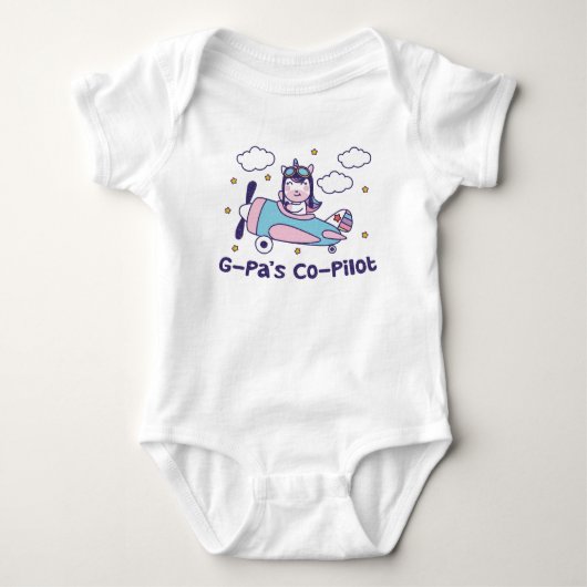G-Pa's Co-Piloot - Eenhoorn Vliegtuig Romper (Voorkant)