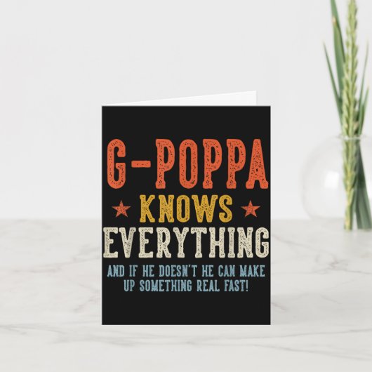 G-poppa weet alles vaderdag retro kaart (Voorkant)