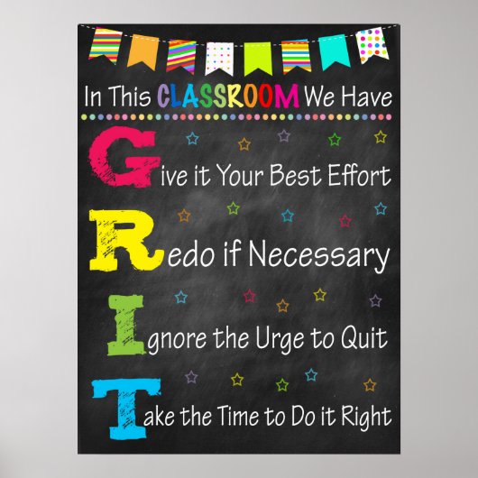 G.R.I.T. Acronym Poster - Groei Mindset (Voorkant)