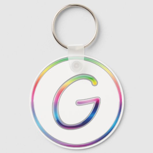 G Rainbow Monogram Sleutelhanger (Voorkant)